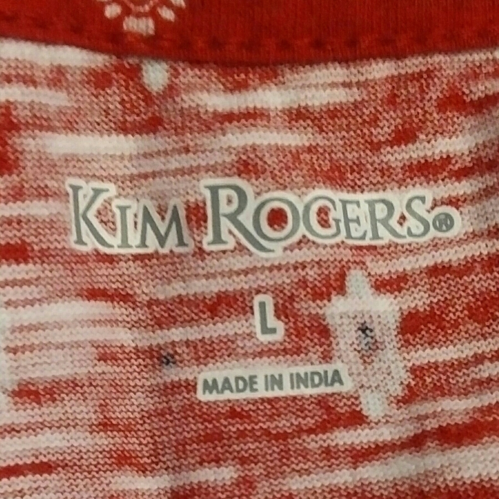 Kim Rogers Women's Short Sleeve Red & White Paisley Print Blouse Sz. Large - Picture 4 of 4